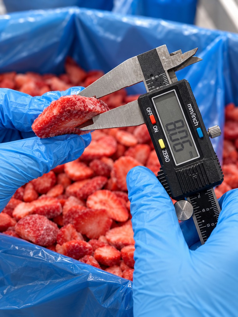Quality inspection of frozen fruits and vegetables